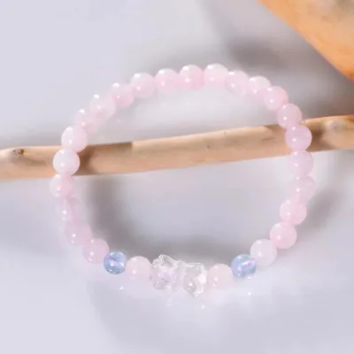 Wholesale natural powder crystal bracelet with natural aquamarine beads and white crystal