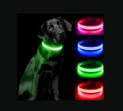 Wholesale Custom Pet Dog LED Collar Light up Dog Collar Luxury Adjustable Nylon Rechargeable LED Pet Dog Collar and Leash Set