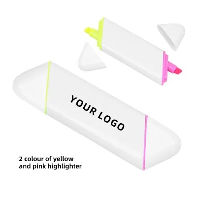 Wholesale 2-in-1 Cute Plastic Highlighter Pen for Kids Custom Logo Marketing with Oblique Brush Tip Colorful Set