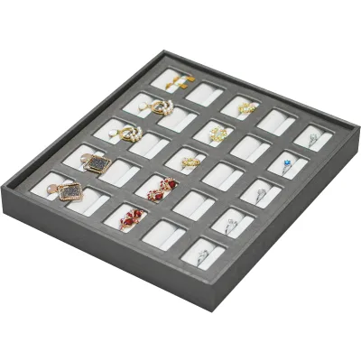 JINSKY Custom Jewelry Display Tray for Rings Necklaces & Pendants-Foldable Stackable Jewelry Organizer Trays