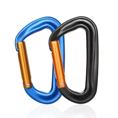 Customizable Logo  25KN Aluminum D-Shape Carabiner for Industrial Safety Belt Dog Leash Connection