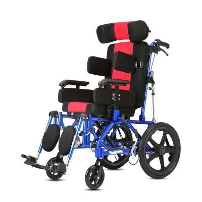 Adjustable Multifunctional Manual Children's Cerebral Palsy Wheelchair with Leaning Function for 2~12 Years Old with Meal Tray