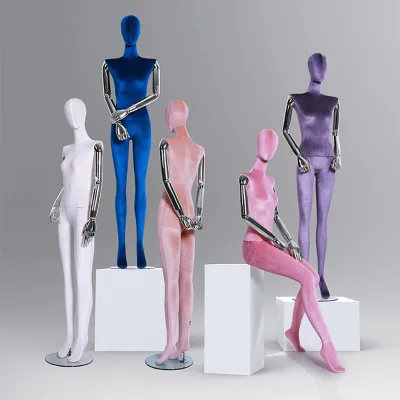 Fashion Colorful Female Mannequin Electroplated Hands Full Body Display for Clothing Store Window Showcase Standing Sitting