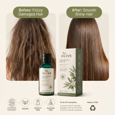 Natural Organic Cold Press Massage Hair Essential Oil Heat protection Olive Hair Oil Products