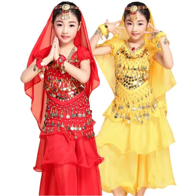 Hot Sale Professional Exotic Dance Costumes Girl's Belly Dance Bollywood Performance Outfit