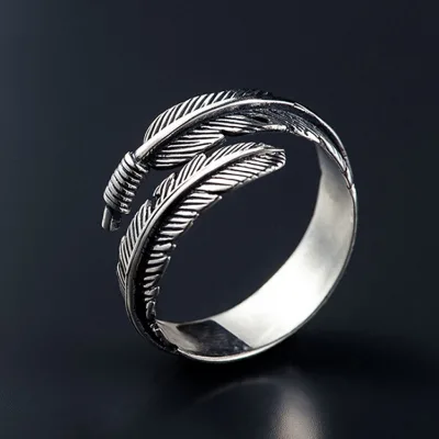 Trendy Design Open Ended Ring Feather Shape Ring