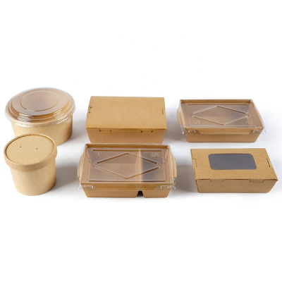 High Quality Paper Salad Box Kraft Food Kraft for Boxes with Lid Restaurant to Go Take Away Fired Chicken Sandwich Salad Soup