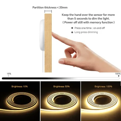 24V 2m3m5m10m FCob Kit Cabinet Light Touch dimmer hand scan Parallel Home Wardrobe Decoration Strip Kit no hole need
