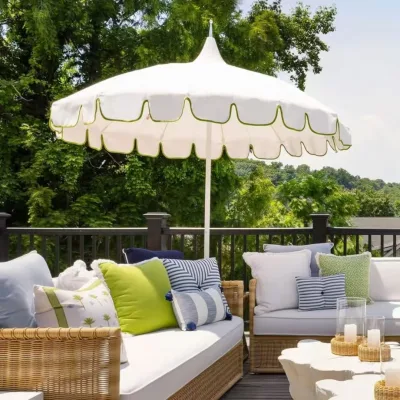 Superior Poolside Pagoda Patio Umbrella UV50+ Protection Waterproof Fabric Manual Lift Easy Set Hotel Sea Garden