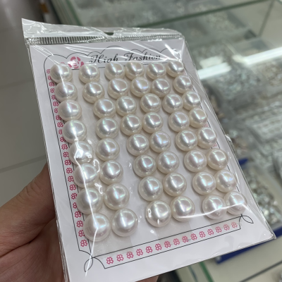 3-13.5mm 3A Grade Button Natural Real Price Wholesale Half Drilled Loose Fresh Water Cultured Pearl Freshwater Integrity Pearl