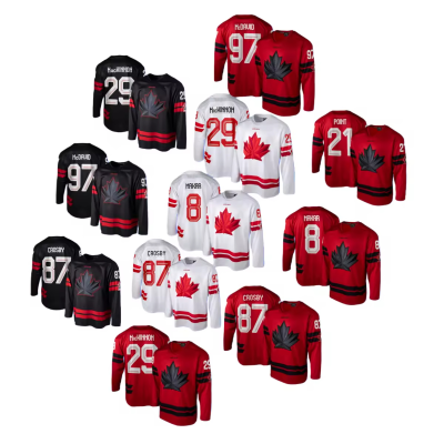 TOP Wholesale Unisex Black White Red New Model Ice Hockey for Jersey 29 Nathan MacKinnon 8 Cale Makar 97 Connor McDavid