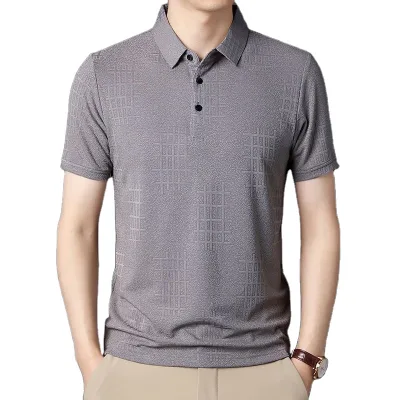 Ice Silk Thin Men's Short-sleeved and Middle-aged Business Casual Summer Men Polo Shirts for Golf