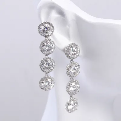 New Design 8ct DEF VVS1 Moissanite Stone 10k 14k 18k Soild Gold Luxury Earrings Party Pendant Earrings Wedding Gift for Women