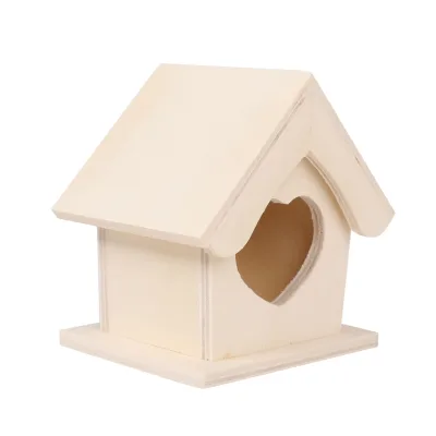 Mini Natural Pine Wood Bird House with Metal Roof