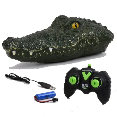 RC Boat Ship Toy Simulation Crocodile Head 2.4G Remote Control Joke Alligator Decoy Electric Toys Summer Water Spoof Toys Gift