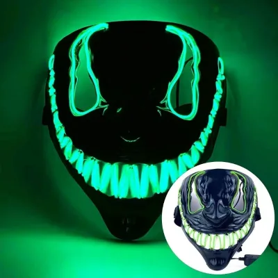 Hot Sale LED Rave Light-Up Halloween Mask Silken Paper EVA PC Fun Neon Party Masks for Christmas/Birthday Parties