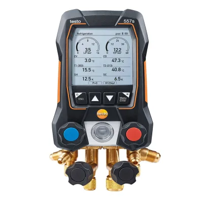 Original Stock 557s Smart Digital Manifold with Bluetooth and 4-way Valve Block with Three Refrigerant Tubes