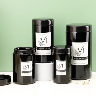 Durable Black Glass Jar Ideal for Vitamins Pills Storage 250/330/480/950ml Glass Supplement Jar with Secure Screw Plastic Lid