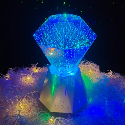 New WiFi Smart Amazing 3D Diamonds Funky Table Lamp With Music Show Decorations Projector, Fancy Night Camp Tent Lights