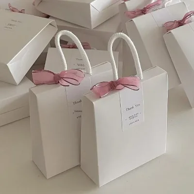 Snowflake Crisp Dry Light Luxury Style Packaging Gift Bag Rope Handle Handheld Candy Box Nougat Toffee Hand Gift Empty Paper Bag