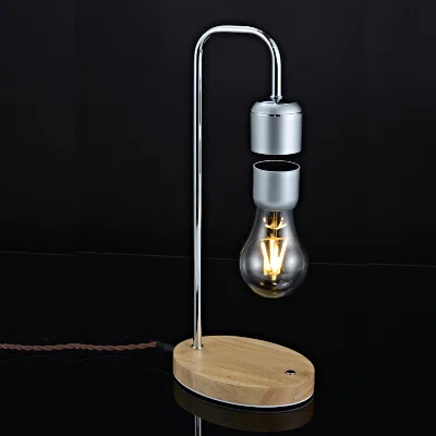 Magnetic Levitating Lamp with Goose Neck and Real Wood Base Creative High-end Desk Decor Floating Light Bulb