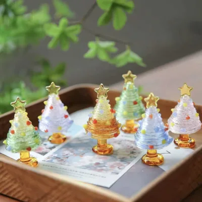 Glass Christmas Tree Christmas Gift Hand-wrapped Silk Christmas Tree Ornaments Glass Desktop Decoration Car Accessories