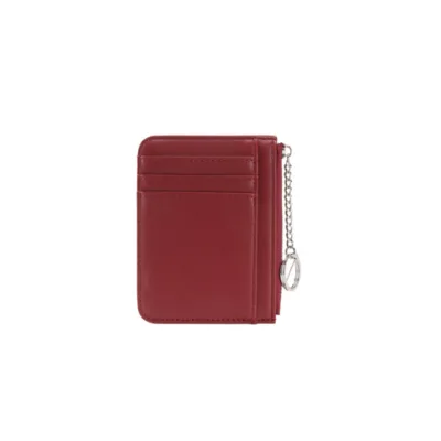 Custom Logo PU Leather Card Holder Coin Purse With Metal keyChain Wallet Credit Card Holder