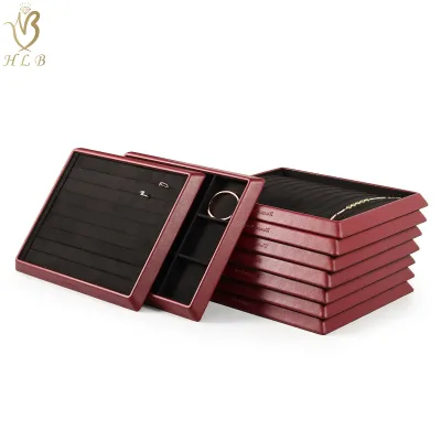 Seamless Custom Threadless Jewelry Display Tray New Jewellery Display Trays with Genuine Leather