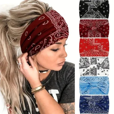 Hot Selling Bohemian Wide Headband Sports Sweatband Printed Headband