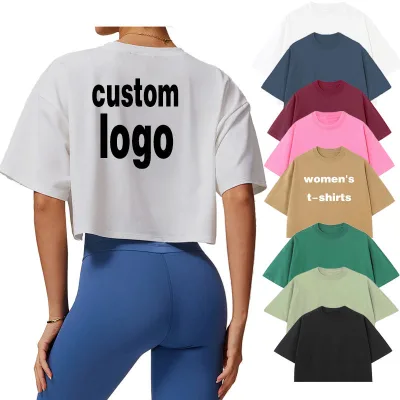 New Fashion Women's Casual Breathable Jersey Crop Top T-Shirt Plain Dyed Custom Your's Design High Quality Digital Printed