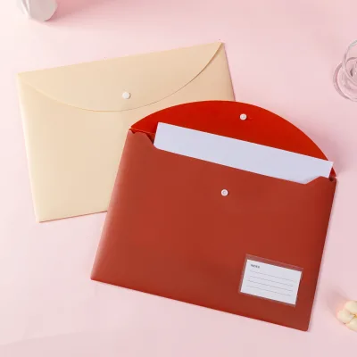 Customized A4 Logo Storage File Bag Thickened Transparent with Buckle for Test Paper-Filing Products