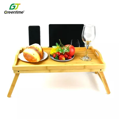 Portable Foldable Bamboo Sofa Tray Table for Serving Breakfast, Snacks, Tea