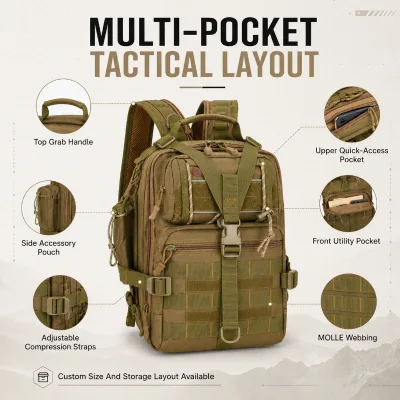 Protector Plus Oxford Cloth Waterproof Fishing Tackle Sling Bag Lightweight Outdoor Tactical Lure Shoulder Fishing Backpack Rod