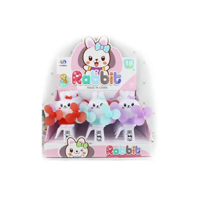 Cute Cartoon Plastic Handheld Double-Head Fan Toy Small Rabbit Design for Kids Aged 5 to 7 Years
