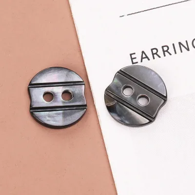 Factory Custom 2 Holes Black Dish Shellfish Button 11.5mm Flatback Personalized Pearl Buttons for Clothes Eco-Friendly Polished