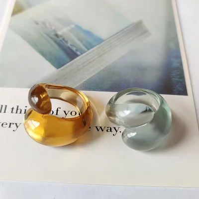 Qijun Artistic Color Transparent Snake Crystal Glue Drop Ring Multi-Insert Special-Shaped Food Ring Acrylic Resin Ring