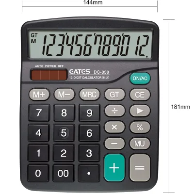 Wholesale Big Size Plastic Calculator 12 Digits Two Way Power for Family Office