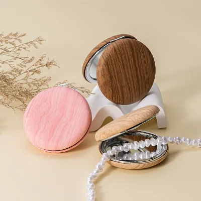 FANDESY Mini Cute Foldable Round Modern Pocket Compact 6.5cm Makeup Vanity Table Mirror for Gifts & Travel