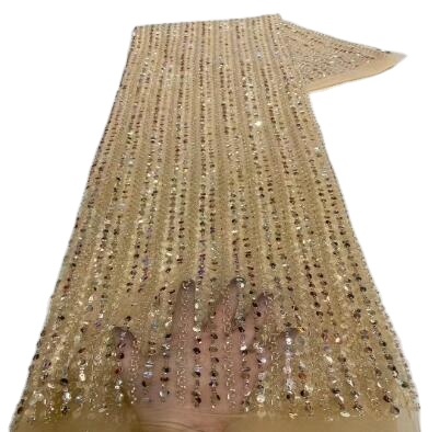 Heavy Beaded Lace Fabrics for Women Fashion French Sequins Luxury Lace for Women Party Dress
