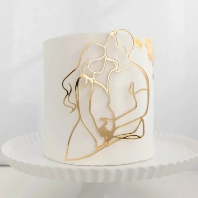 New Arrival Golden Face Lines Acrylic Pregnant Cake Decoration for Expectant Mothers Happy Birthday New Year Graduation