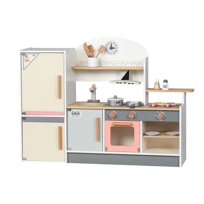 Professional Service Children's Split Grill Refrigerator Kitchen Juguetes Wooden Montessori Pretend Toys for Kids Boys Girls CE