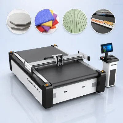 High Precision CNC Oscillating Knife Cutting Machine V-Cutting & Multi-Shape Cutting for Acoustic Panels PET Felt with Ce