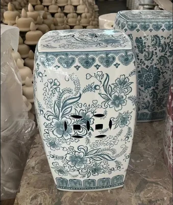Gardening Blue Ceramic Stools or Tables square Sofa Footstools for Sale