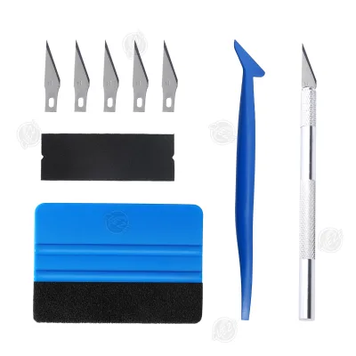 CLEZE 3 PCS Set Car Wrap Tool Kit with Felt Scraper Car Window Tool Kit Plastic Scraper Carving