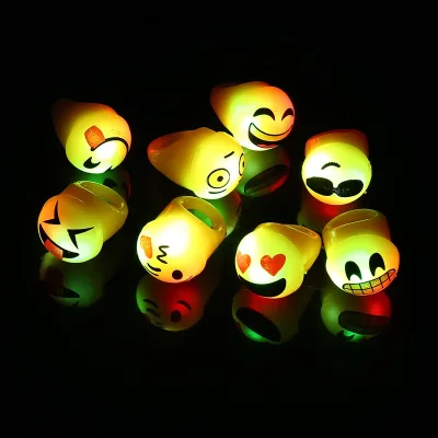 Glowing Light up Emoticon Ring LED Funny Face Ring Finger LED Thumb Light for Festival Celebration Party Favors Supplies