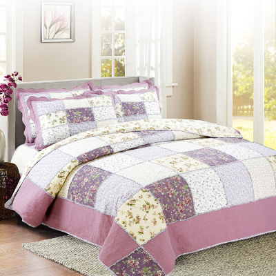 100% Cotton Home Beddings Purple Quilting Quilt Washing Hand-quilt Bedspread Cover