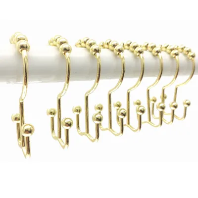 Shower Hooks Modern Shower Curtain Hooks Rings Gold Metal Shower Hooks with Color Beads