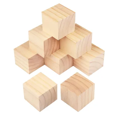 Factory Direct Sale Unfinished Natural Solid Pine Wood Diy Crate Wooden Blocks for Paint, Stamp, Decorate