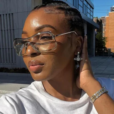 Y2K Frameless One-piece Metal Sunglasses UV400 2023 New European American Ins Fashion Personality Outdoor Sun Protection