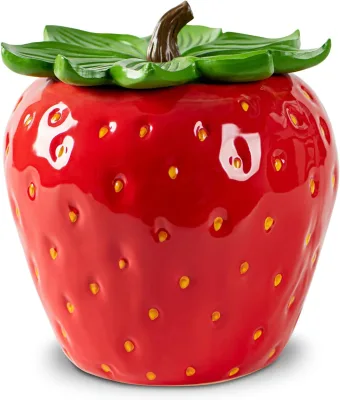 Strawberry Candy Jar With Lid Red Cookie Container Ceramic Candy Jar With Lid for Candy Buffet